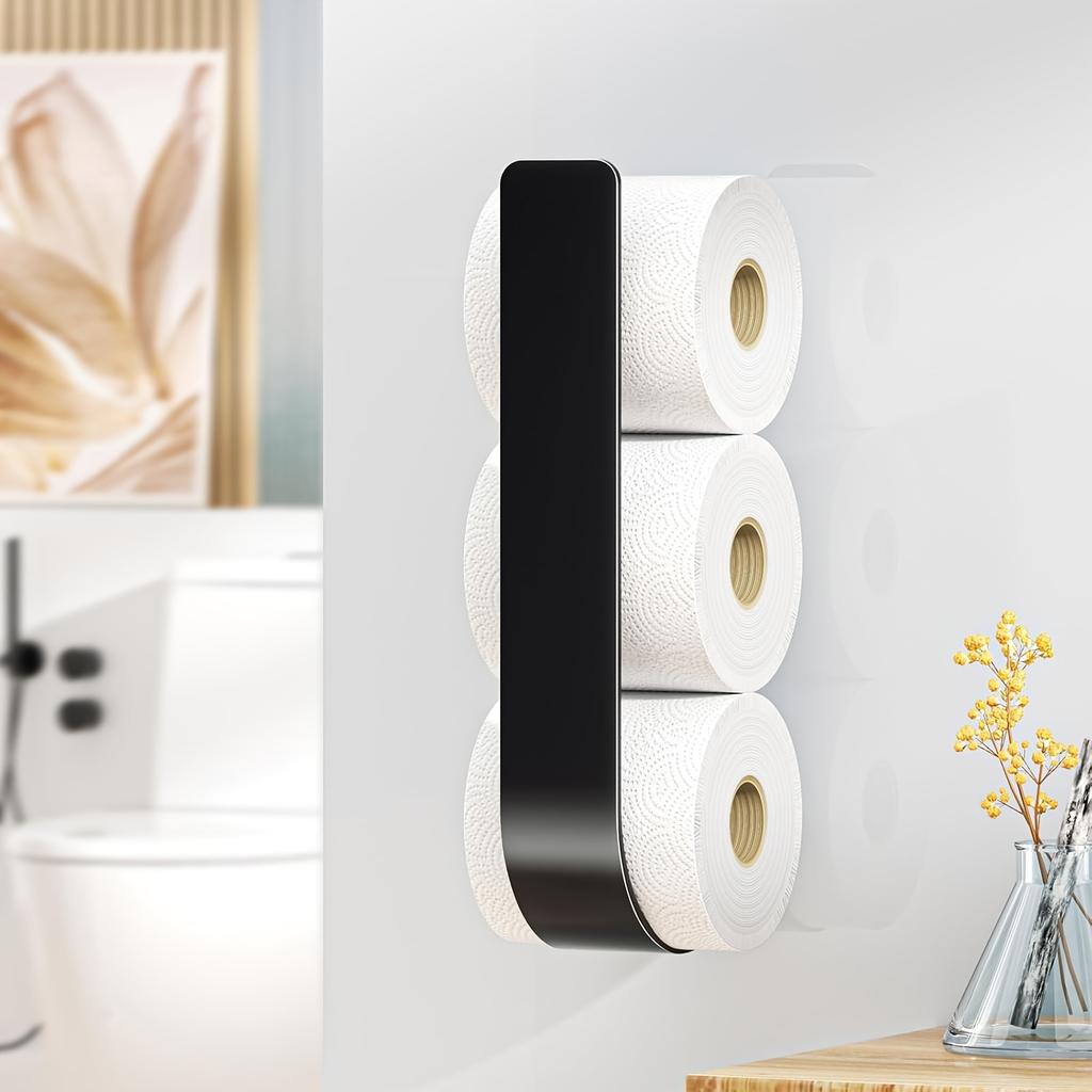 3-in-1 Wall-Mounted Toilet Paper Holder with Towel Rack & Hooks - Black Metal, Space-Saving Design for Bathroom, Kitchen, Living Room, Bedroom & RV