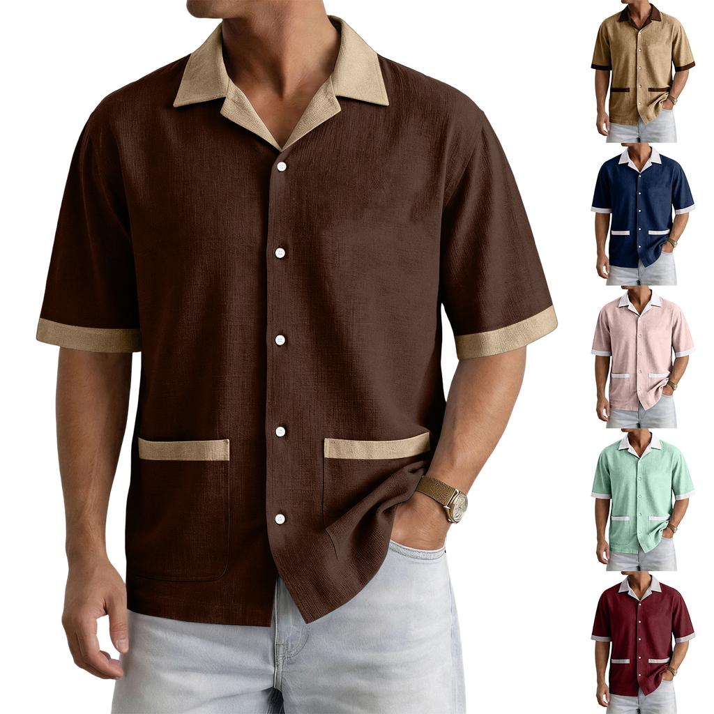 Men's Summer Casual Short Sleeve Shirt Multi Pocket Button Down Collar Lightweight Breathable Fabric Relaxed Fit