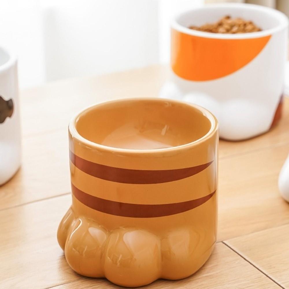 Slanted Mouth Ceramic Cat Bowl Large Capacity High Foot Bowl Drinking Bowl Water Bowl  Pet Feeding