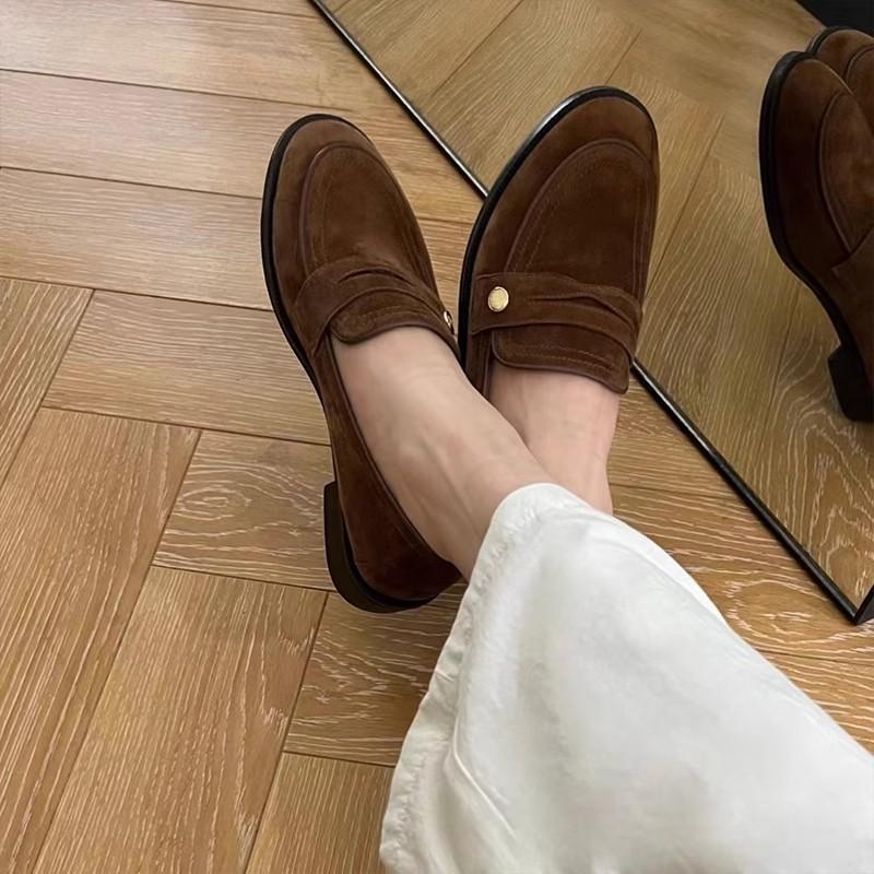 Retro Versatile Shoes, Women's Thick-heeled Round-toed Shoes, Single Shoes