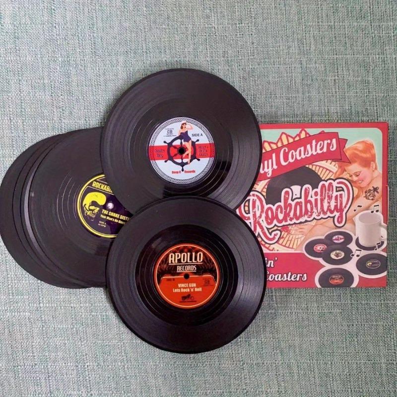 6PCS Rockin Drink Coaster Vintage CD Record Coaster, Table Mat, Coffee Mat, Vinyl CD Placemat Set