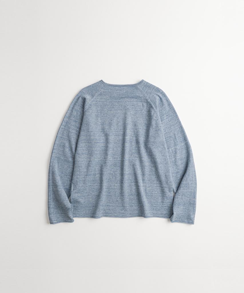 Bihebieo European Flax™ Linen Roll Neck L/S Knit Sea Blue
