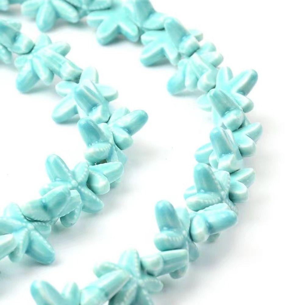 10pcs Handmade Craft Ceramic Spacer Loose Beads Ceramic Jewelry Making Material Starfish Bead Women