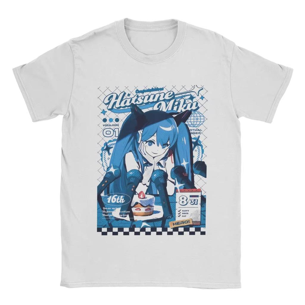 Hatsune Miku Anime Harajuku Print T-Shirt Y2K Men's Women's Casual Short Sleeve Crew Neck Cotton Tee Unisex Fashion Comfort Top