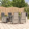 Vidaxl 7-Cz. Gartenmöbel-Set mit Kissen, Grau, PE-Rattan