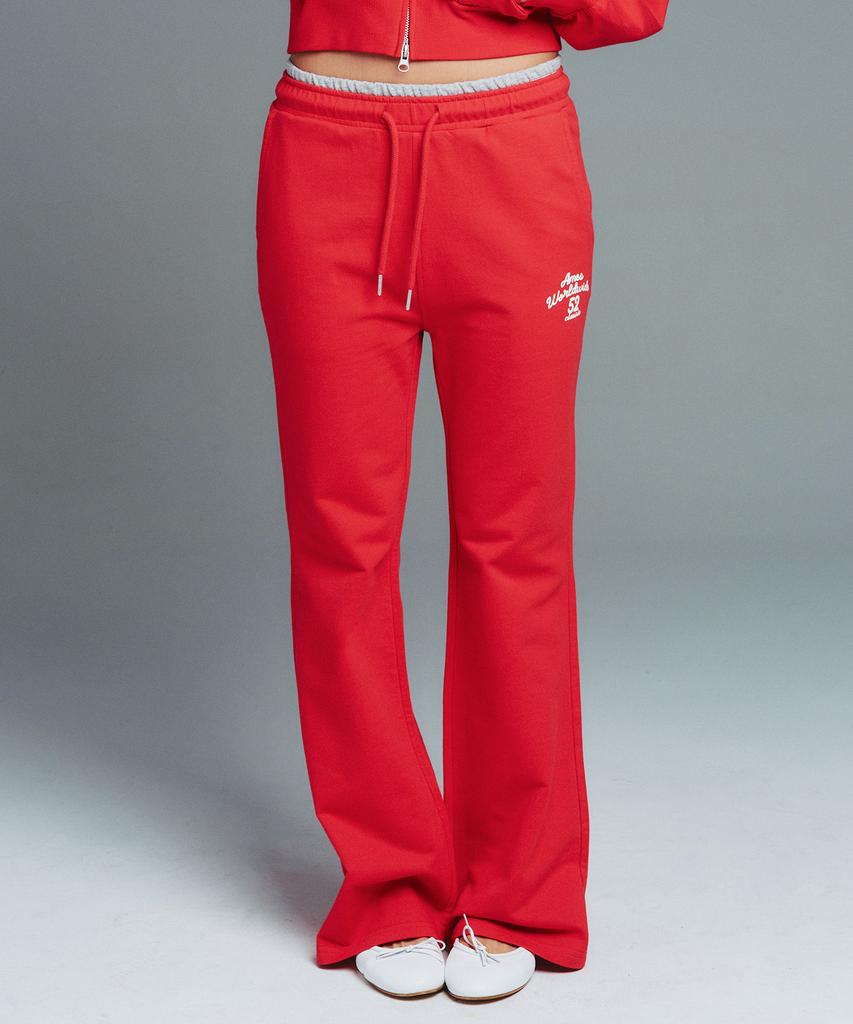 AMES-WORLDWIDE Classic Slim Boot Cut Sweat Pants Red
