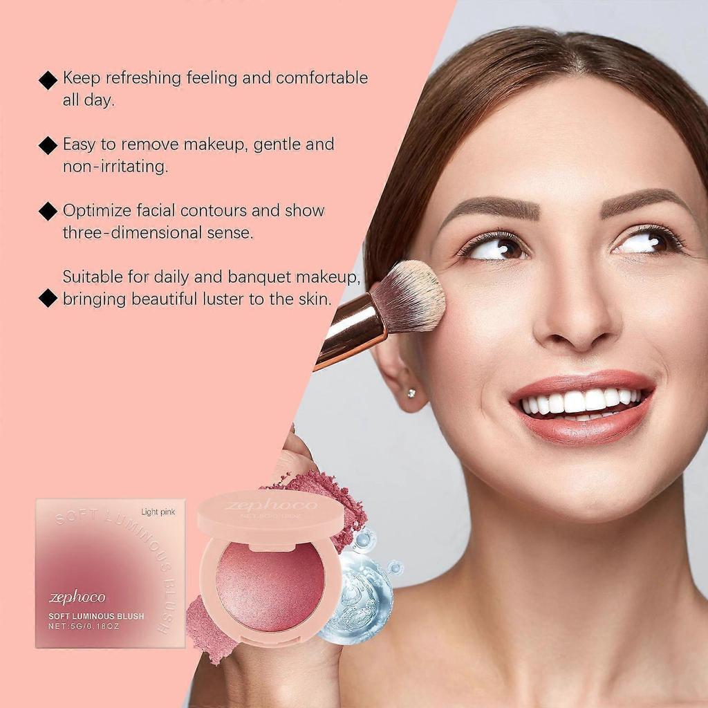 Zephoco Light Pink Micro-Luminous Pearl Blush Creates A Natural Skin-Looking, Rosy, Radiant, And Delicate Blush
