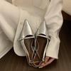 Fashion Pointed Toe Buckle Strap Ladies Sandals Gold Shallow Fashion Sexy Party Slingbacks 2026 Summer High Heeled Shoes Woman