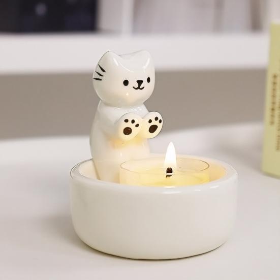 Halloween Ghost Ceramic Candle Holder Gnome Cat Angel Fox Hedgehog Frog Squirrel Candle Stand Candlestick Table Centerpiece Decoration