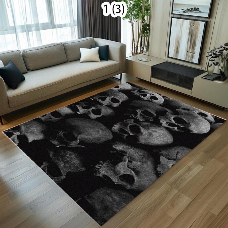 

Dark Gothic Pattern Carpet Mat Rug Home Decoration Skull Design Black Background Floor Decor Living Room Carpets for Living Room 40X60cm