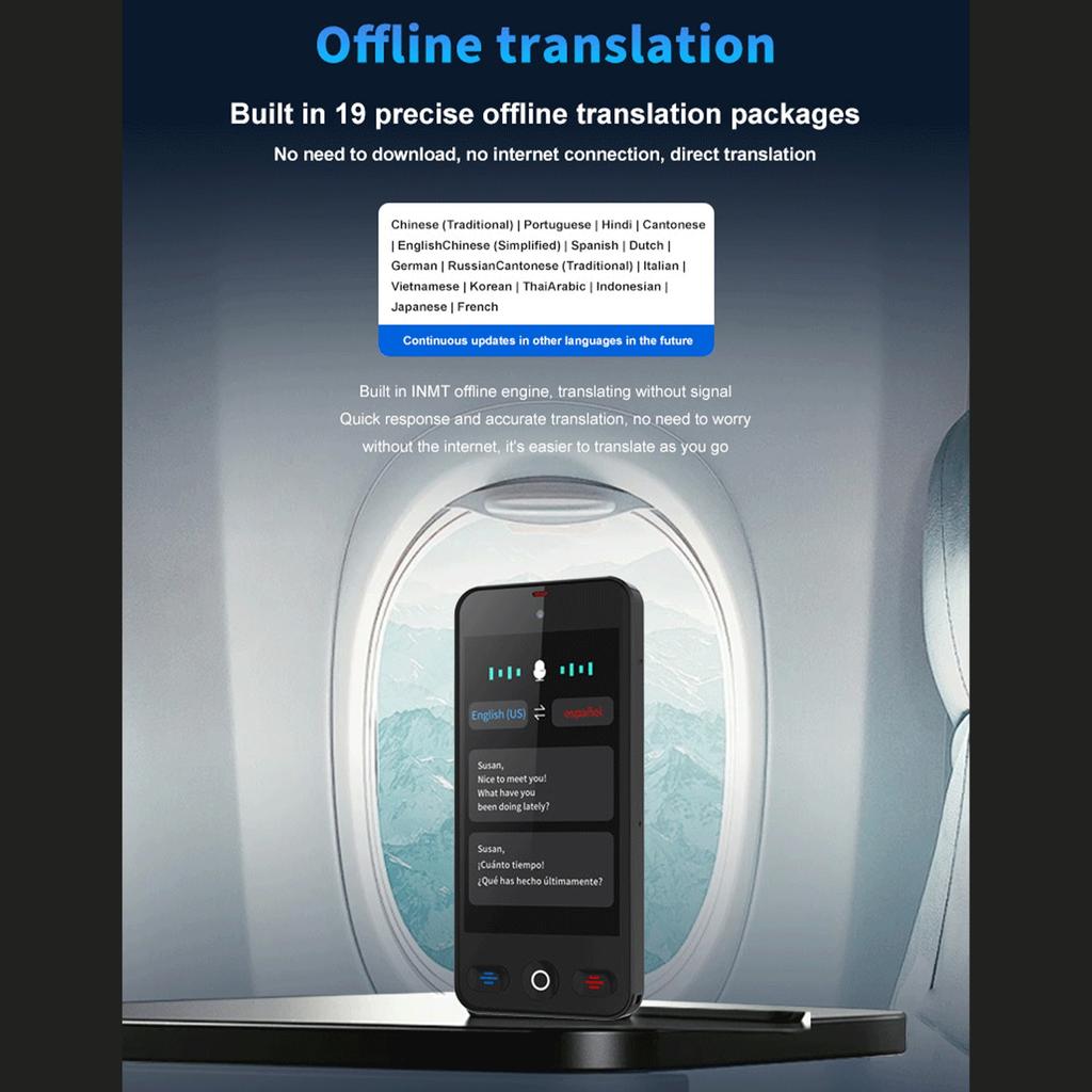 AI Language Translator Device 148 Languages Instant Two Way Voice Translator with 4 Inch Touch Screen