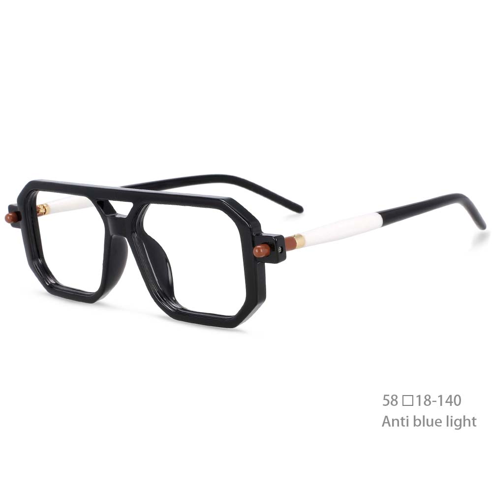 54381 Rame Ochelari Pătrate Mari Anti Lumină Albastră Imprimeu Leopard Bărbați Femei Modă Ochelari de Calculator culoare alb negru