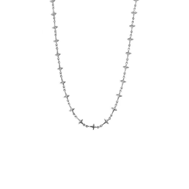 Spice Girl Light Luxury Stacked Wearing Double Star Cross Necklace Personality Versatile Niche Design Sense Tide Collarbone Chain