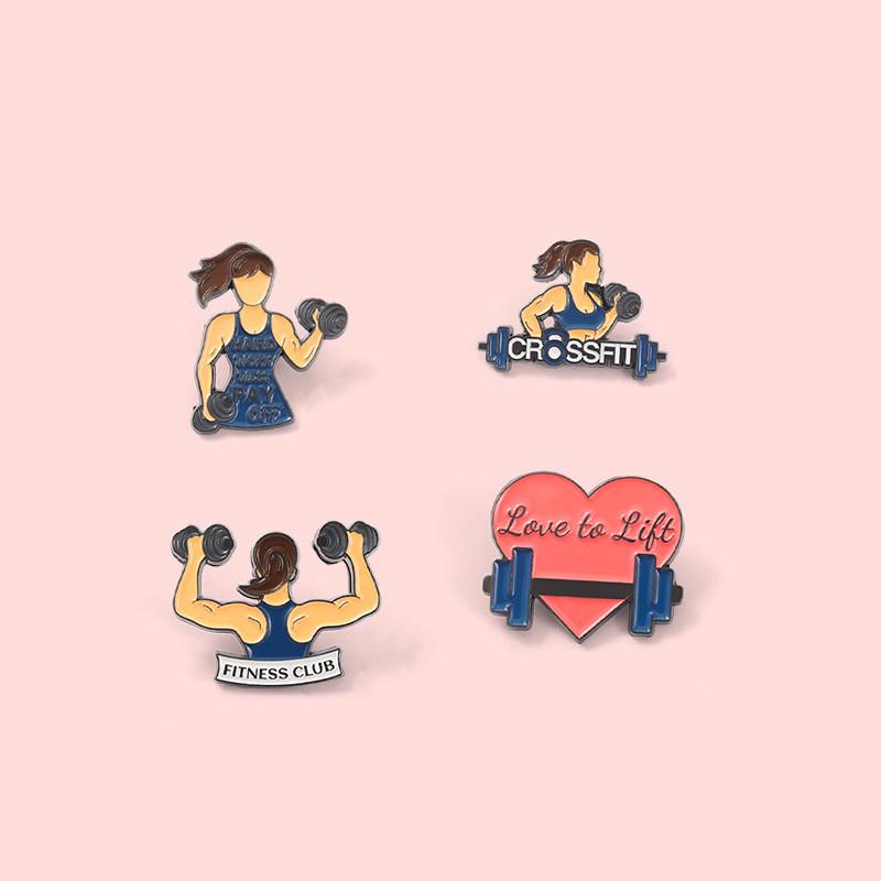 Fitness Adorable Series Brooch Featuring Heart Girl Unique Alloy Enamel Pin