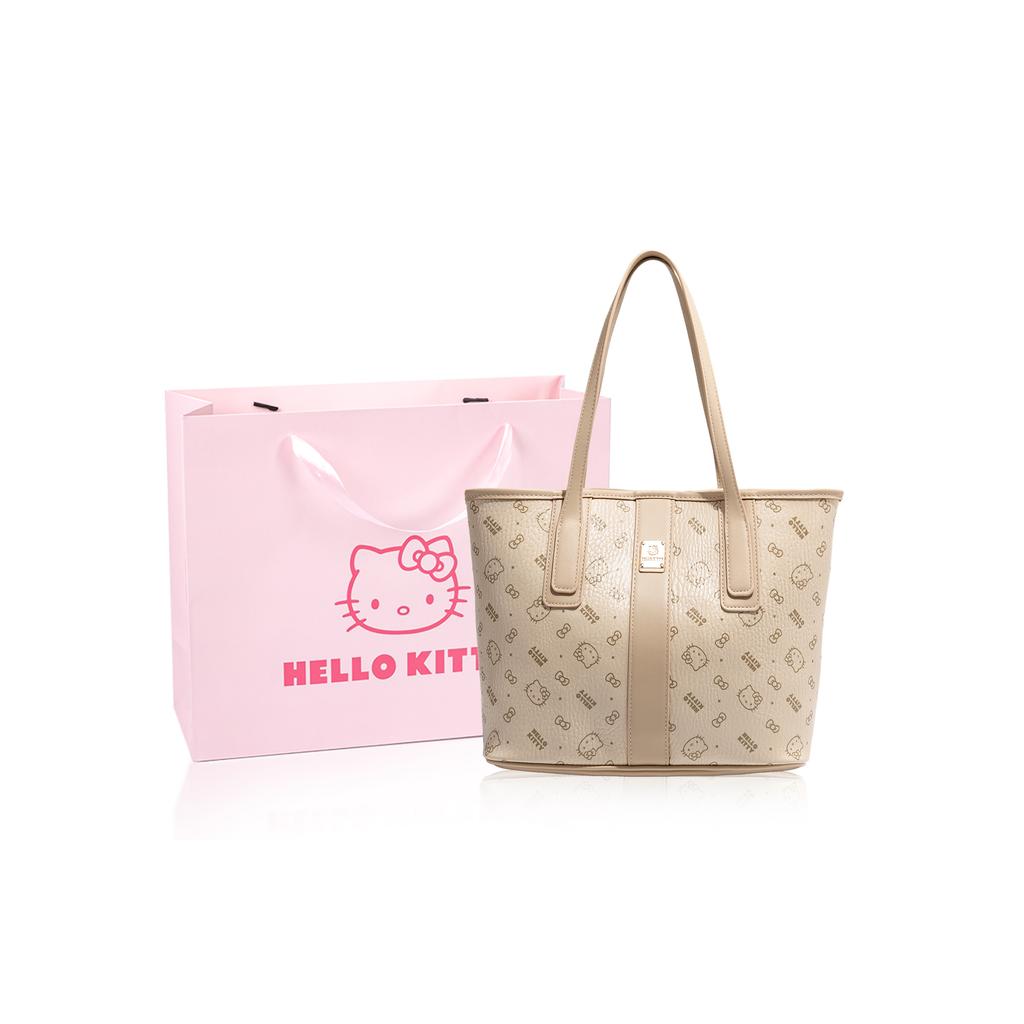 Nová PU taška Sanrio Hello Kitty, nákupní taška, taška přes rameno, běžná dámská, růžová/barva mléčného čaje/hnědá SHHF41495-1