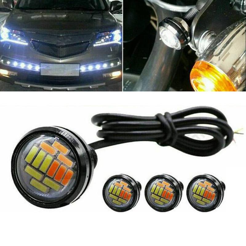 4Pcs 12V-15W 2-in-1 White+Yellow LED Car Auto Signal Lamp Turn Signal Side Light Tail Light For DRL Daytime Running Lights