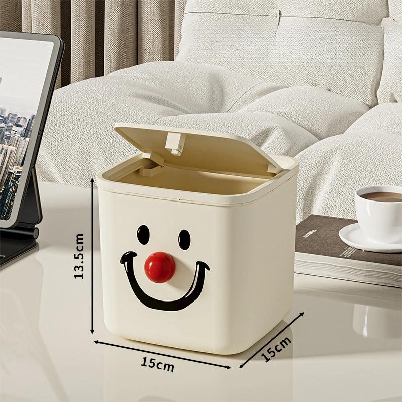 Creative Joker Smiling Face DIY Large Capacity Press Cap Garbage Bin Student Dormitory Living Room Bathroom Desktop Garbage Bin