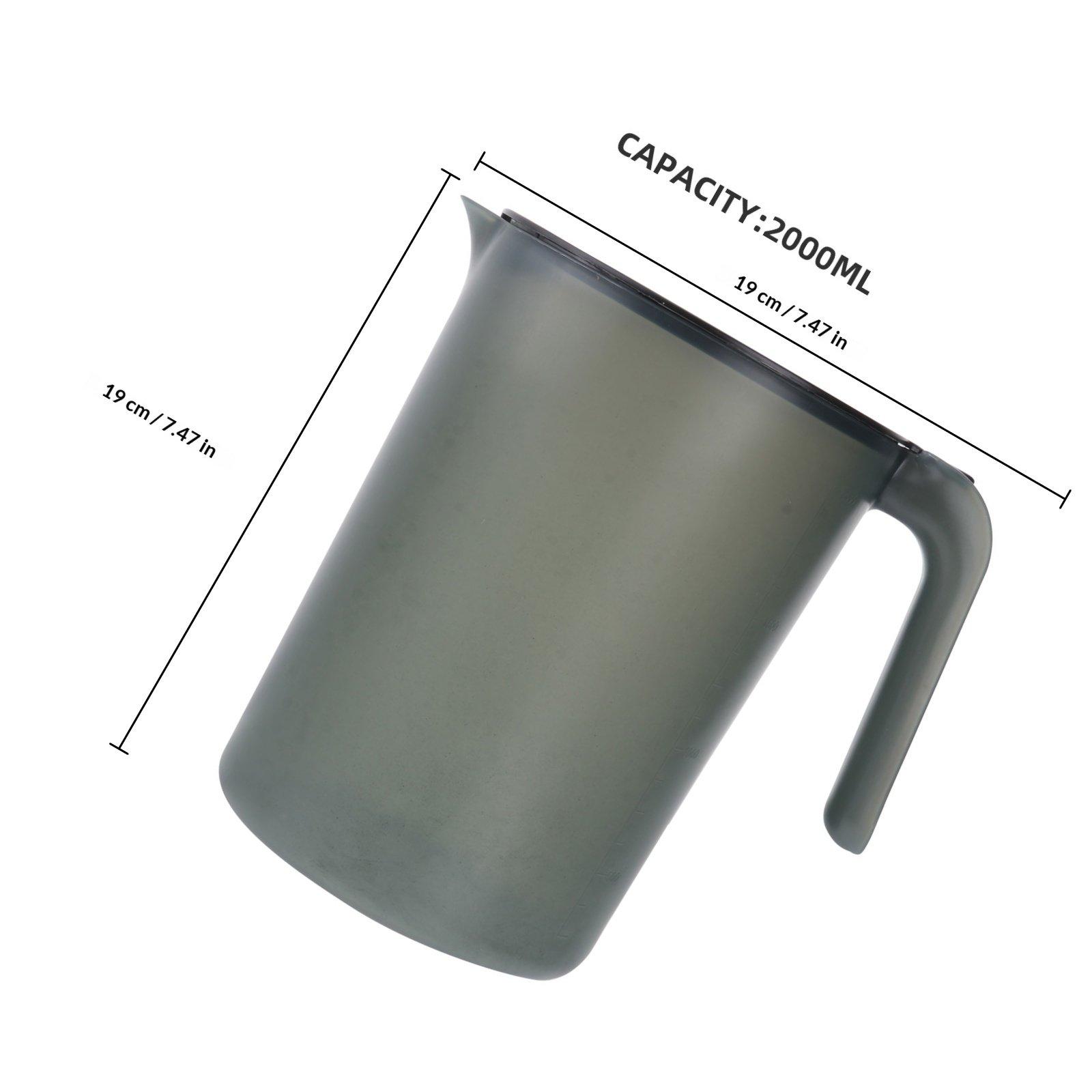 1Pcs 2000Ml Water Pitcher with Scale Cold Water Jug Plastic Kettle for Juice Tea Coffee Easy Clean Handle Design Portable Lid чёрный