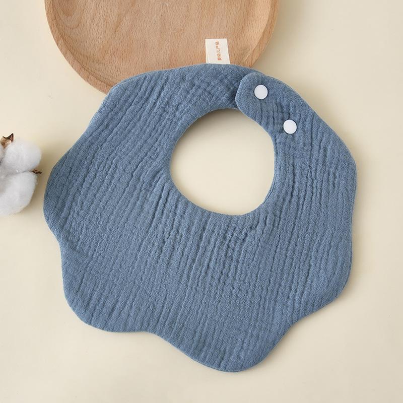 6 Layer Muslin Baby Bibs 360 Degree Rotating Drool Bibs Flower Shaped Solid Soft Skin Friendly For Infants