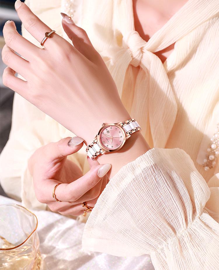 Trendy Women's Waterproof Ceramic Watch - Simple and Fashionable Design