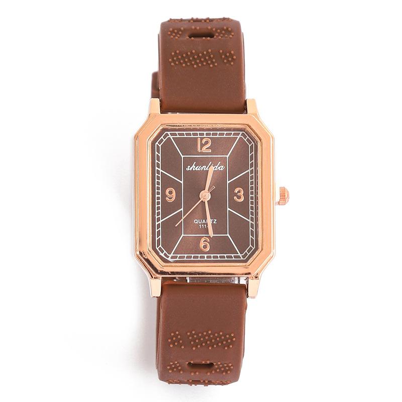 Fashion Versatile Ladies Watch Rectangle Casual Silicone Strap Quartz Watch Schoolgirl Watch