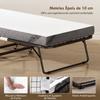 Folding Single Bed with Mattress, 200 x 90 cm, on Wheels, Steel Frame, White