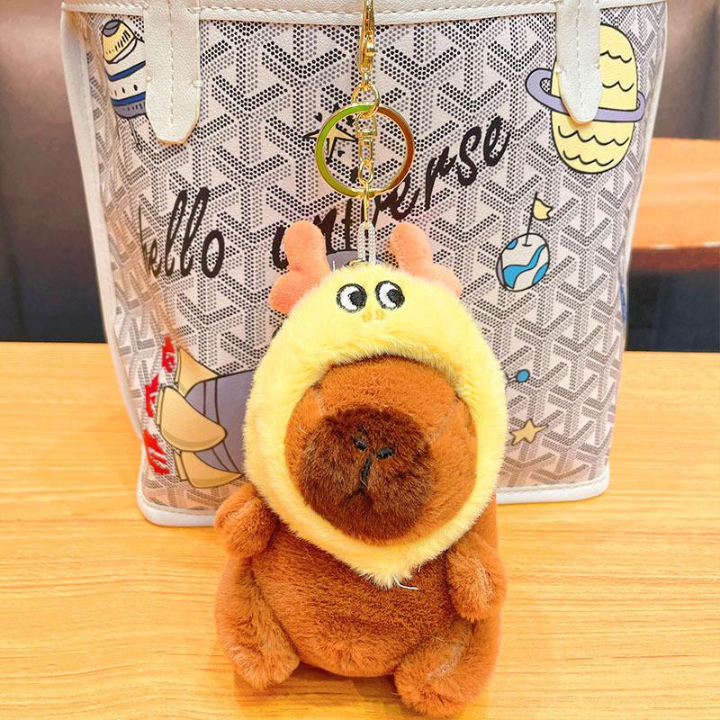 Cute Plush Capybara Keychain Pendant Ornament Wholesale Backpack Car Key Ring Doll