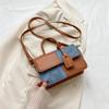 Popular fashion splicing handbag 2025 commuter shoulder messenger bag small square bag