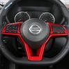 Auto Steering Wheel Button Sticker Cover Trim ABS For Nissan Rogue T32 / X-Trail 2017 -  Red / Carbon Fiber Look Accessories