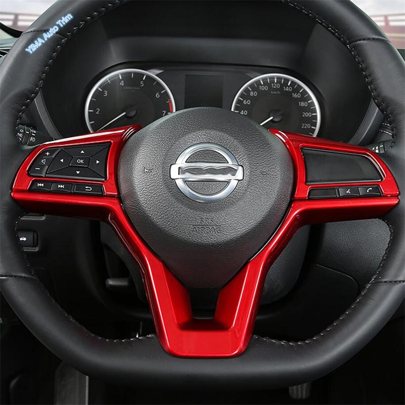 Auto Steering Wheel Button Sticker Cover Trim ABS For Nissan Rogue T32 / X-Trail 2017 -  Red / Carbon Fiber Look Accessories