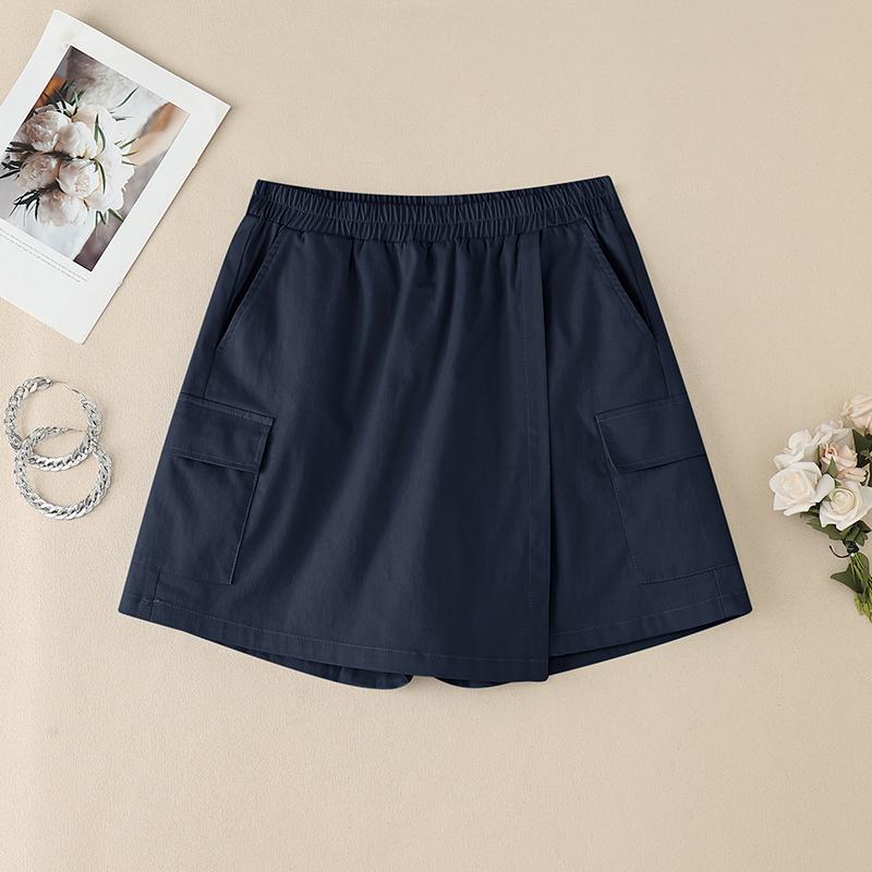 

ZANZEA Женские повседневные свободные летние шорты с эластичной резинкой на талии S темно-синий