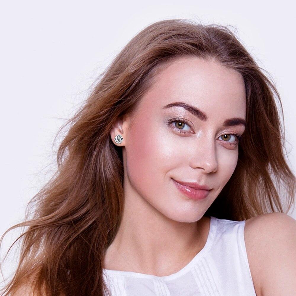 Vergoldete 18K Gold 925 Sterling Silber VVS1 3EX 2CT Runde echte Moissanit Diamant Ohrstecker Edler Schmuck