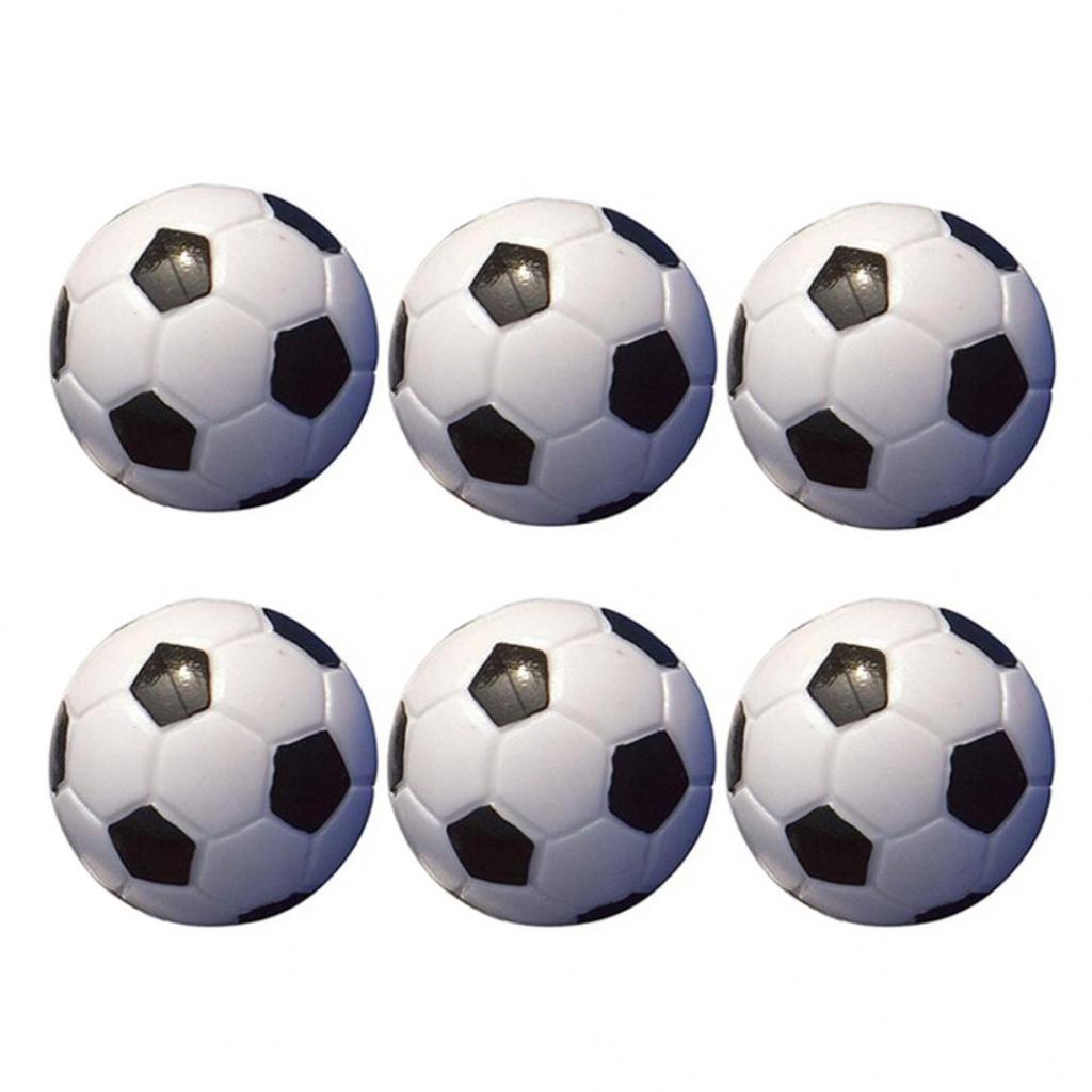 6Pcs 32mm Mini Black + White Plastic Table Football Balls Games Toy Accessories