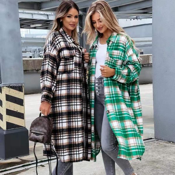 Camicetta da donna vintage alla moda con blocchi di colore a maniche lunghe allungata Blusas larghi capispalla dritti 2021 moda marea
