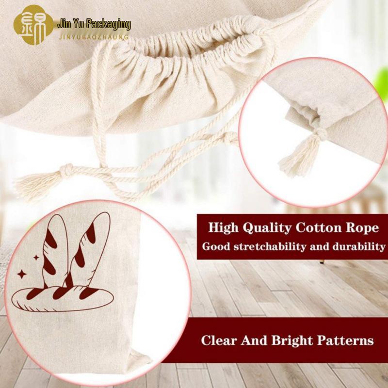 Reusable Linen Drawstring Bread Bag for French Baguettes - Hot-Selling