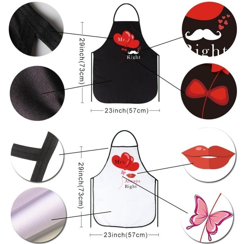 DIY Party Decorations Mr Mrs Couple Kitchen Apron Funny Pinafore Cooking Baking Party Cleaning Aprons Supplies.