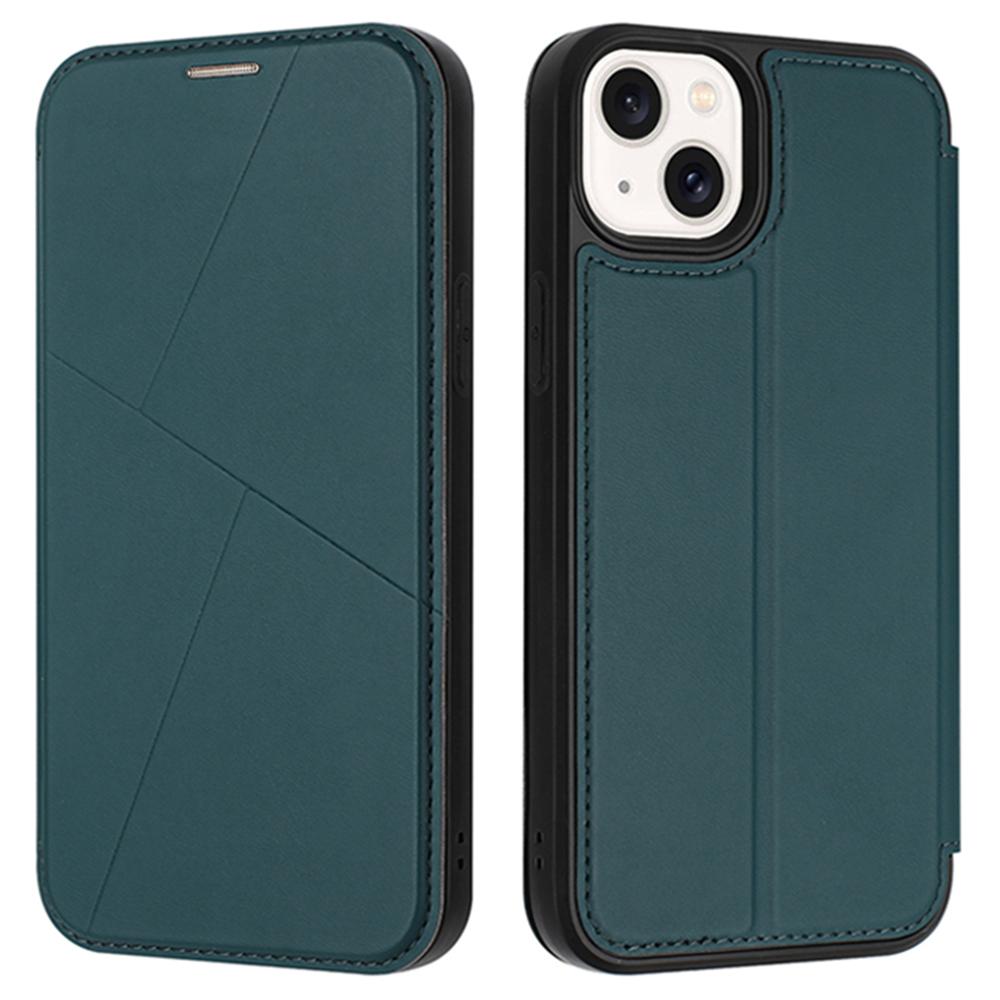 

For iPhone 13 Case Magnetic Closure Card Slot Leather Flip Phone Cover Green