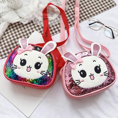 Sweet Pu Leather Little Princess Sequins Pouch Girls Shoulder Bag Crossbody Bag Coin Purse