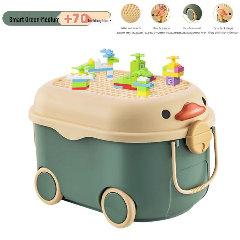 Children's Cartoon Storage Box with Wheels - Large Capacity Organizer for Toys, Clothes, and Snacks