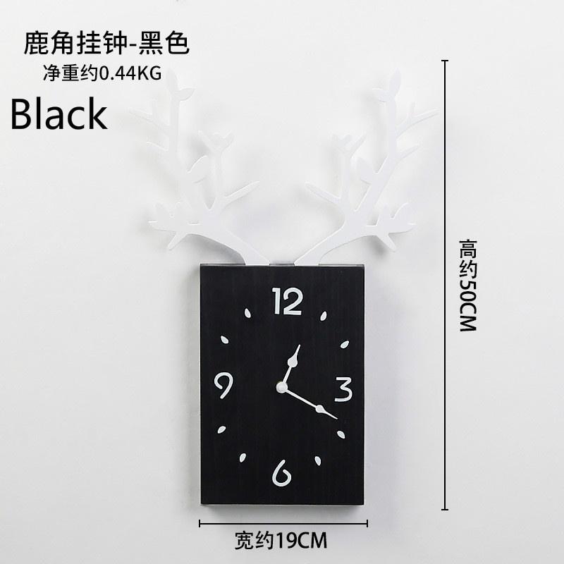 Nordic Minimalist Creative Antlers Wooden Clocks Home Living Room Room Wall Decoration Square Wall C