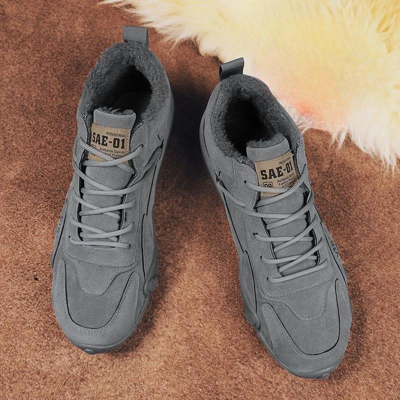 Men's Snow Boots Lace Up Male Winter Shoes Warm Cold Proof Anti Slip Brands Footwear Comfortable Fashion Sale Original Deals Fur