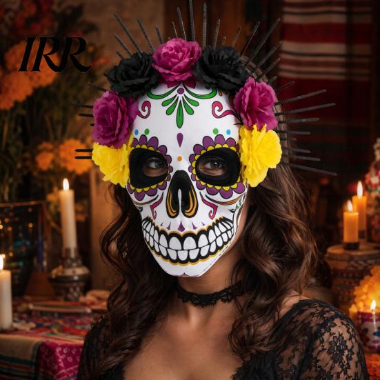 Skull Mask Mardi Gras Mask, Venetian Party Sugar Flexible Costume Masquerade Masks for Halloween Cosplay Mexican Breathable