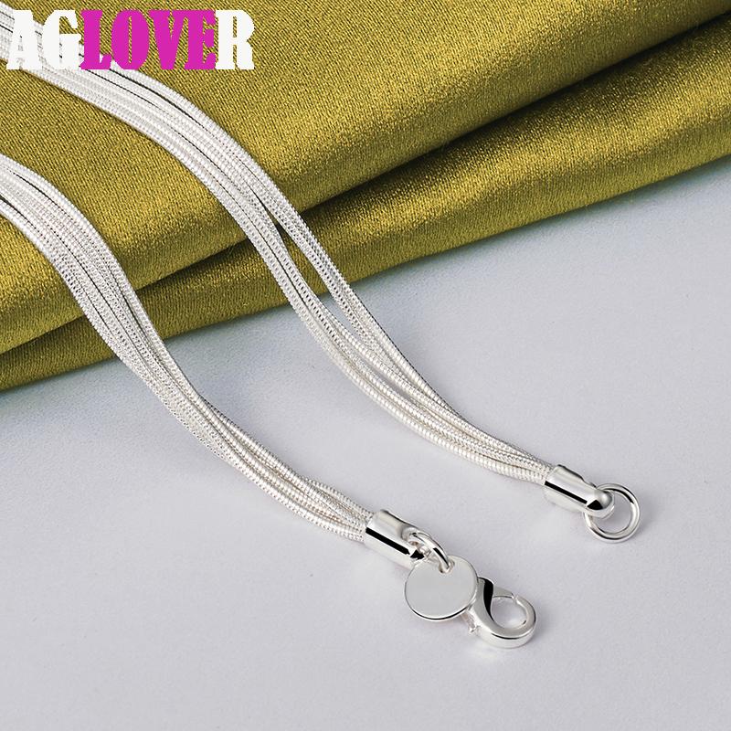925 Sterling Silver Five Snake Chain Heart Necklace Jewelry