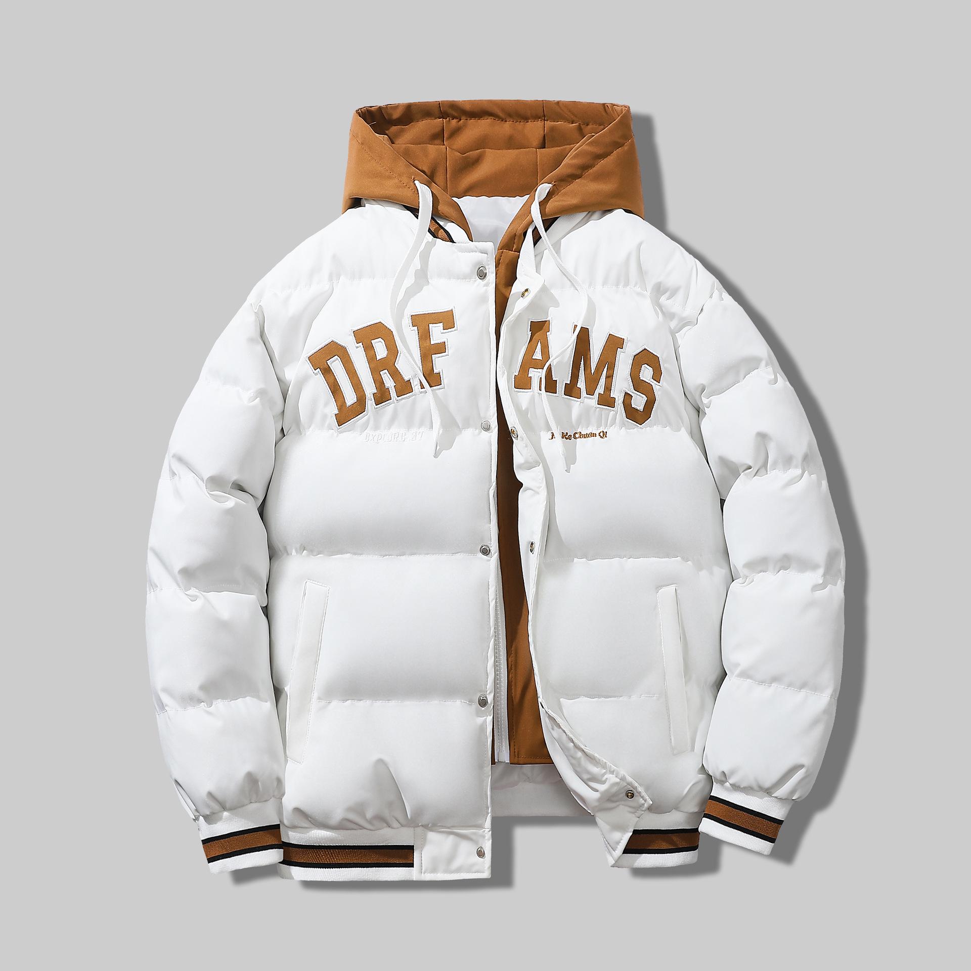 

Модная мужская куртка с капюшоном в корейском стиле — свободный крой, плотная, с хлопковым наполнителем, имитация двух частей для осени/зимы. XXXL