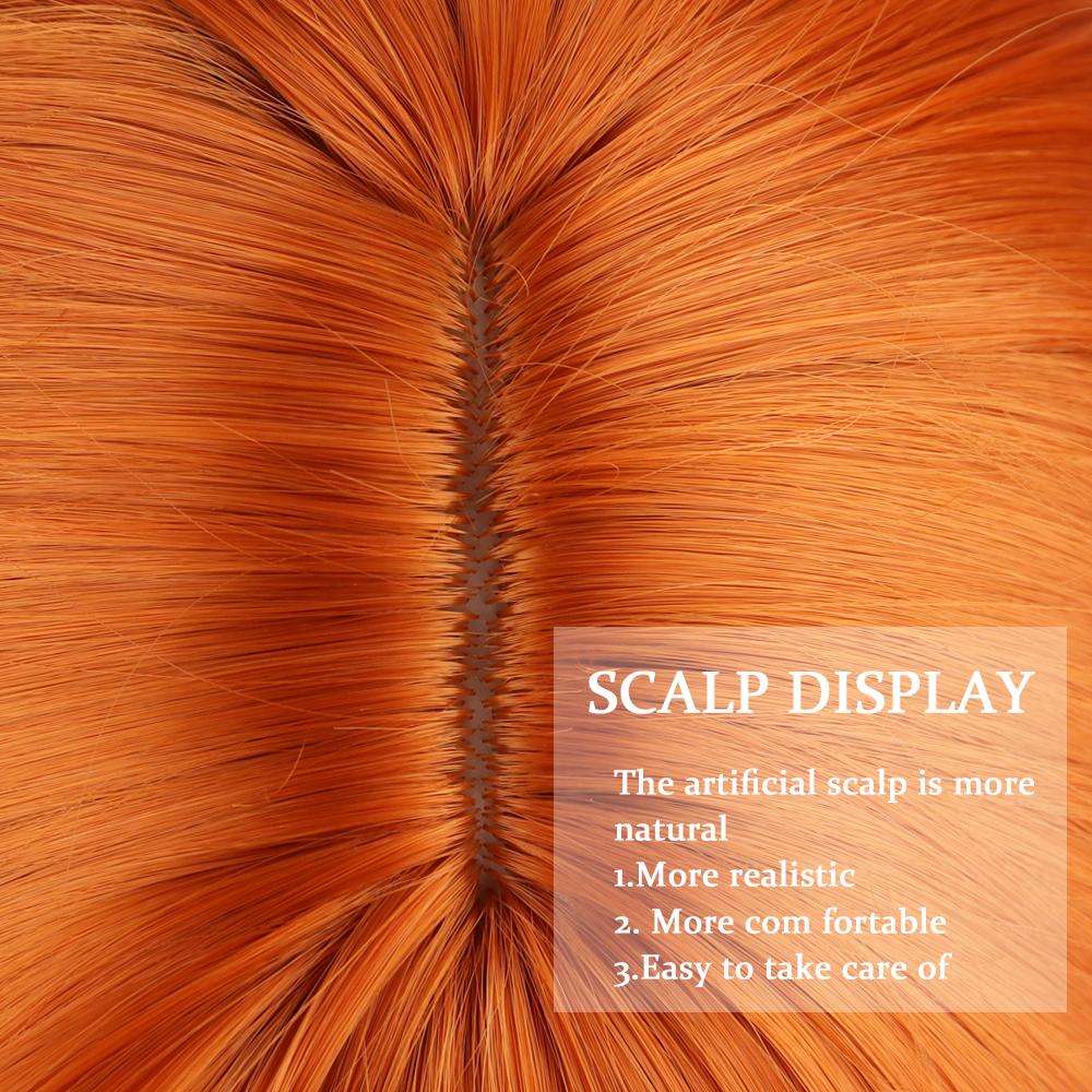 MERISIHAIR Orange Synthetic Long Straight Wig with Bangs for Women Cosplay Party Heat Resistant Hair Natural Long Wavy Wig
