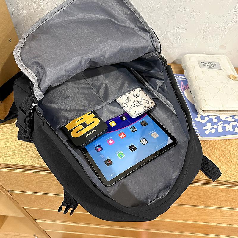 Solid Color Schoolbag Women's Large Capacity Travel Backpack Student Backpack