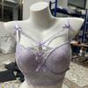 Teen Sexy Pure Lust Lace Small Chest Underwear Bra Show Big Cross Soft Steel Ring Bra Cover Set Gather