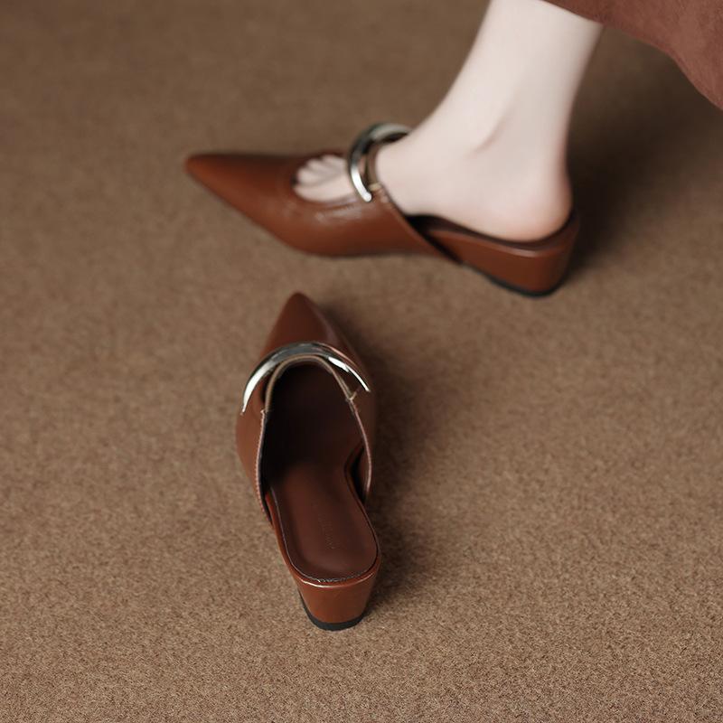 318-1 New Inner Height Increase Mary Jane Women's Shoes Half-mop Summer Shallow Mouth Sandals Versatile Bag Head Mop