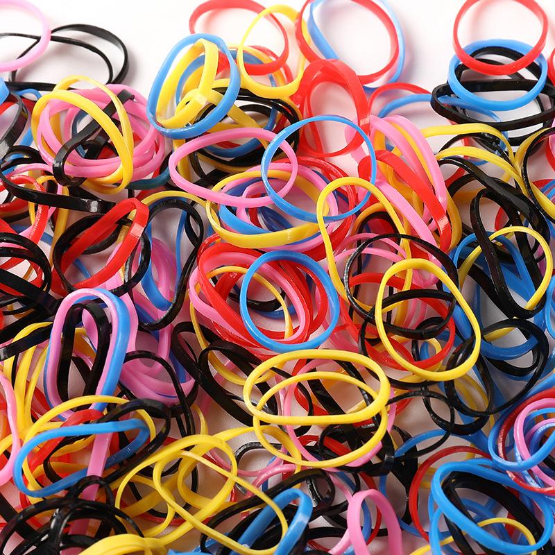 500/1000pcs Colourful Disposable Rubber Band Elastic Hair Bands for Girls Children Ponytail Holder Bands Kids Hair Accessories
