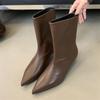 Winter Fashion Pointed Toe Women Ankle Boots Ladies SHort Modern Shoes Thin Low Heel Party Pumps Zapatos Mujer